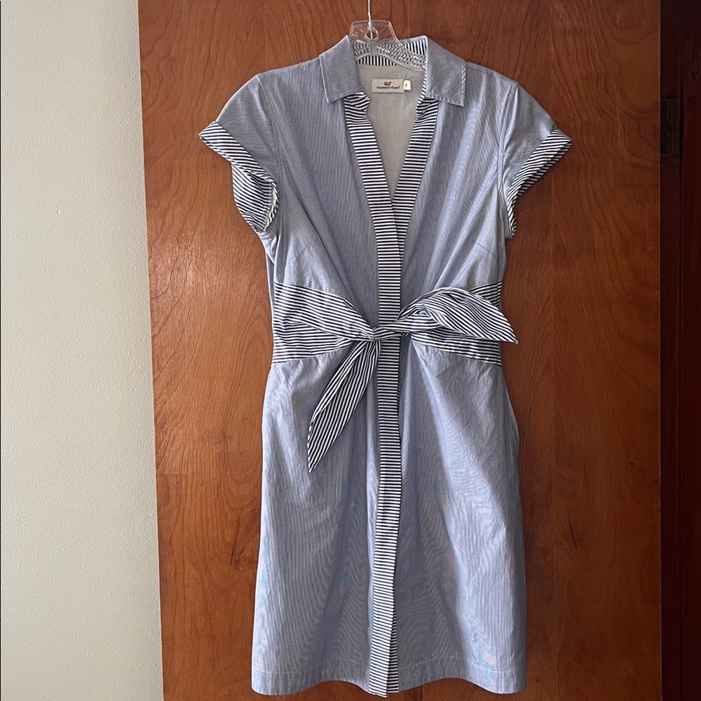 Vineyard Vines Navy and White Striped Dress